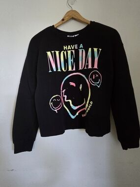 Have A Nice Day Black Kids Sweatshirt with Pastel Graphic
